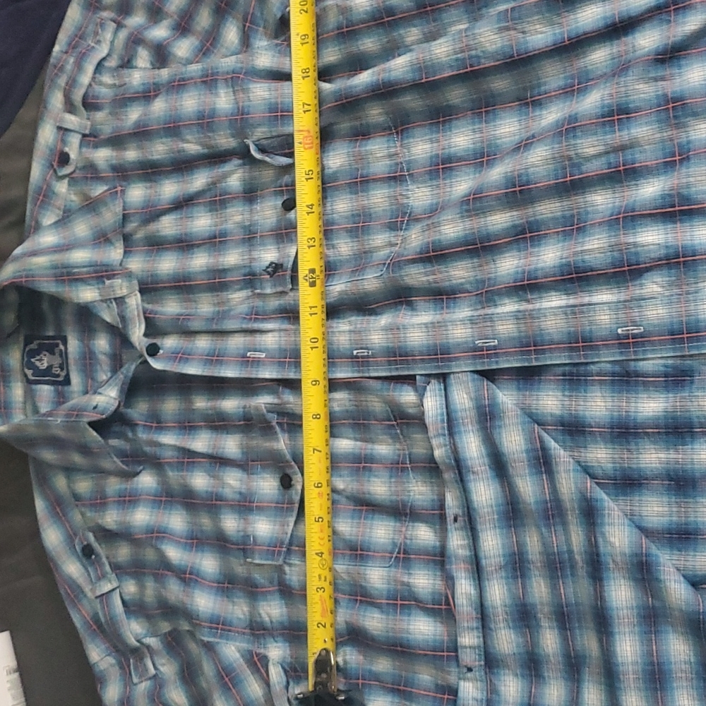 Piagaa Mens Large Casual plaid 2 picket collared casual 100% cotton shirt